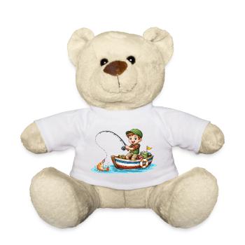 Pêcheur des enfants Chemise Garçon Pêche Bateau Poisson - Nounours - blanc - Devant