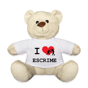 J'aime l'Escrime Coeur et Silhouette Combat - Nounours - blanc - Devant