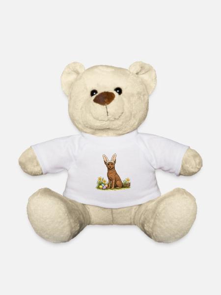 Spring Bunny Australian Kelpie Dog with Easter Eggs - Teddy Bear - white