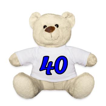 40. 40 ANS. 40e ANNIVERSAIRE. ANNIVERSAIRE 40 ANS. - Nounours - blanc - Devant
