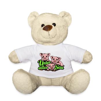 Unter aller Sau lustiges Schwein Motiv - Teddy - Weiß - Vorne