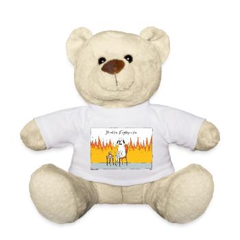 Dog in Chaos Fire - Teddy Bear - white - Front
