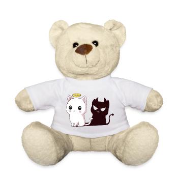 Kawaii-Engelkatze mit Teufelsschatten - Teddy - Weiß - Vorne