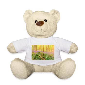 Lumière de la forêt de jacinthes bleues baignée de soleil - Nounours - blanc - Devant