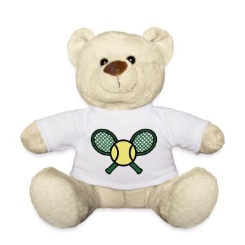Blason rétro de balle de raquette de tennis - Nounours - blanc - Devant