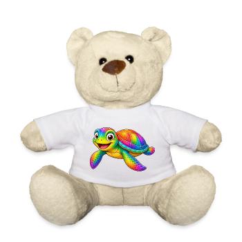 Colorful turtle cartoon funny animal - Teddy Bear - white - Front