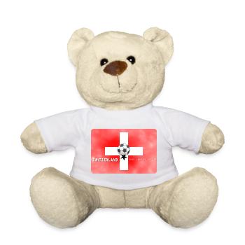 Schweiz Fußball Schweizer Fahne mit Fußball - Teddy - Weiß - Vorne