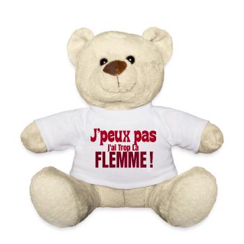 Jpeux pas j'ai trop la flemme - Nounours - blanc - Devant