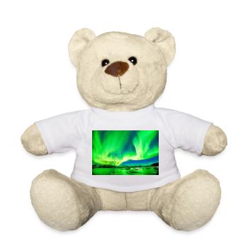 Nordlichter Grün über Island - Teddy - Weiß - Vorne
