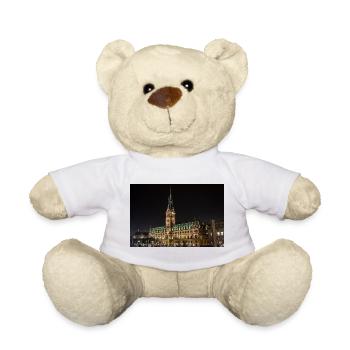 Hôtel de ville de Hambourg la nuit - Affiche - Nounours - blanc - Devant