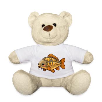 Cute Carp Kids Fishing Design - Teddy Bear - white - Front