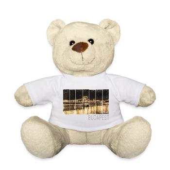Budapest Kettenbrücke in Ungarn bei Nacht Souvenir - Teddy - Weiß - Vorne
