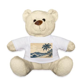 Fuji Coastal Woodcut Palm Beach - Teddy Bear - white - Front