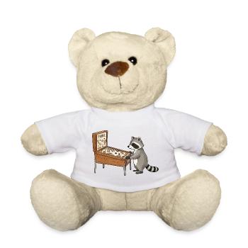 Waschbär am Pinballtisch - Teddy - Weiß - Vorne