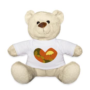 70'S floral heart - Teddy Bear - white - Front