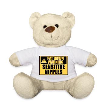 Abtasten-Warnung Empfindliche Brustwarzen Lustiger - Teddy - Weiß - Vorne