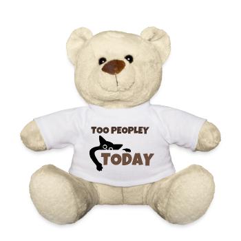 Too Peopley Today Funny Introvert Black Cat Retro  - Teddy Bear - white - Front