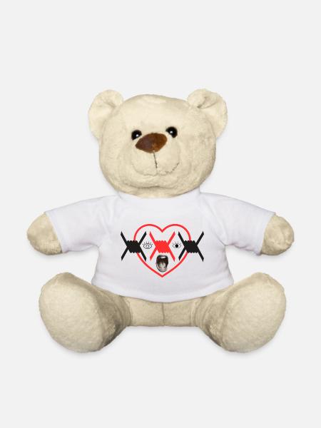 Barbed Heart Scream Graphic - Teddy Bear - white