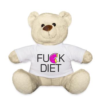 Fuck Diet Donut Spruch Shirt - Teddy - Weiß - Vorne