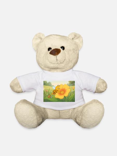 Yellow bee in flower garden - Teddy Bear - white