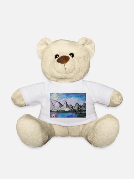 Moonlit night at the quiet lake - Teddy Bear - white