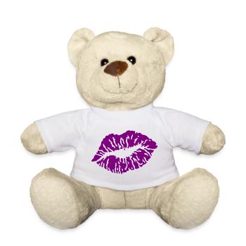 Baiser bouche / Baiser / Baiser / Baiser / Baiser / Amour, Pourpre - Nounours - blanc - Devant