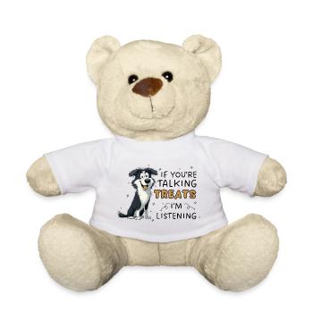 Border Collie Treats Funny Dog Design - Teddy Bear - white - Front