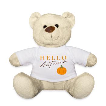 Bonjour Autumn | Motif de citrouille d’automne - Nounours - blanc - Devant