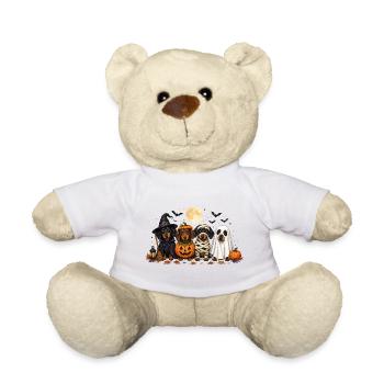 Halloween Teckel Sorcière Citrouille Momie Fantôme - Nounours - blanc - Devant