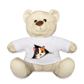 Chat chaton mignon à fermeture éclair - Nounours - blanc - Devant