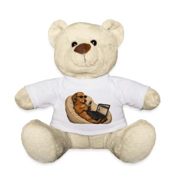 Hunde-Dackel-Laptop-Humor - Teddy - Weiß - Vorne