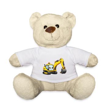 Gelber Bagger - Teddy - Weiß - Vorne