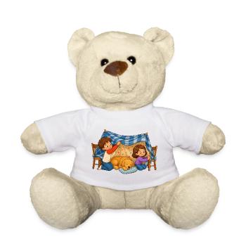 Children's Blanket Cave with Dog Cuddly Motif - Teddy Bear - white - Front