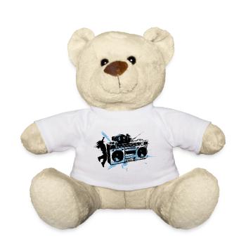 Blauer Grunge-Splash-Boombox - Teddy - Weiß - Vorne