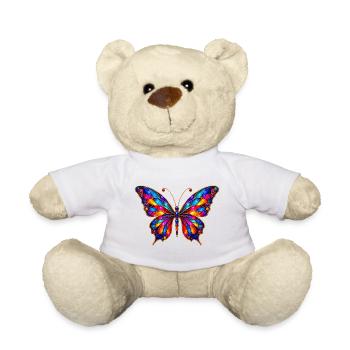 Colorful Stained Glass Butterfly - Teddy Bear - white - Front