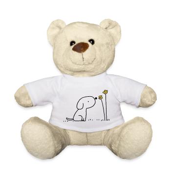 Minimal Yellow Flowers Silhouette - Teddy Bear - white - Front