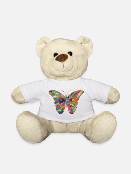 Colorful Polygon Butterfly - Teddy Bear - white