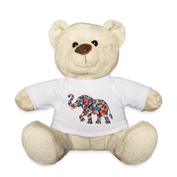 Patchwork-Elefant Blumenmuster - Teddy - Weiß - Vorne