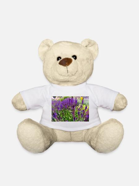 Bumblebee on Purple Salvia Flowers - Teddy - Weiß