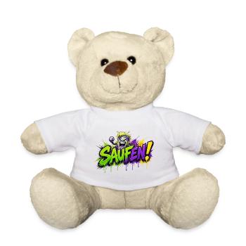 Saufen Neon Graffiti Bierkan - Teddy - Weiß - Vorne