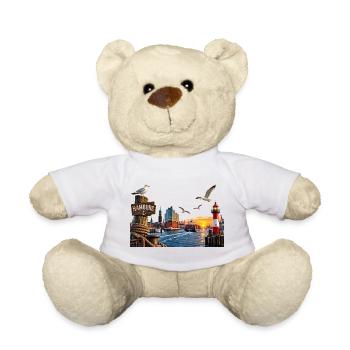Hamburg Hafen Sonne - Teddy - Weiß - Vorne