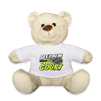 Lustiges Tennis Wir sehen uns auf dem Feld Spieler-Liebhaberkunst - Teddy - Weiß - Vorne