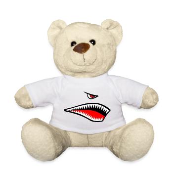 Hai Gesicht, Shark Teeth, Nose Art - Teddy - Weiß - Vorne