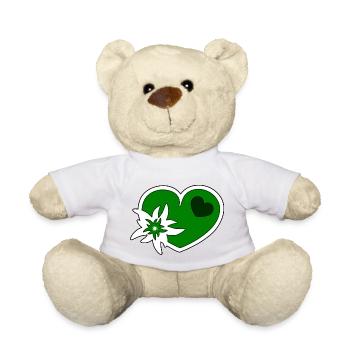 Grünes Herz mit Edelweiß Blüte - Teddy - Weiß - Vorne