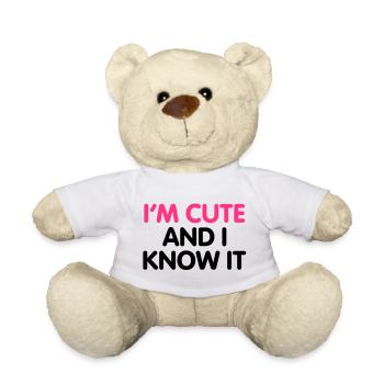 I'm cute and i know it - Teddy Bear - white - Front