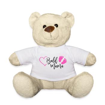 Bald Mama Baby Schwangerschaft Geburt Herz Mädchen - Teddy - Weiß - Vorne