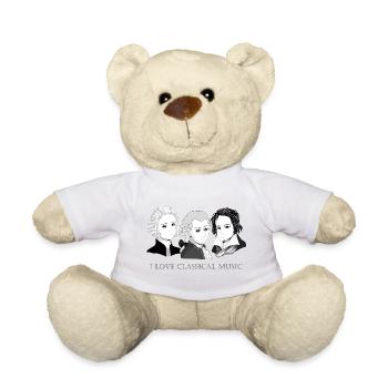 Bach - Mozart - Beethoven in chibi style - Teddy Bear - white - Front