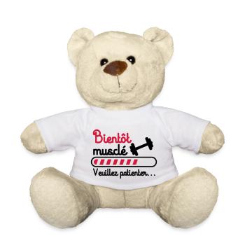 Bientôt musclé, cadeau musculation, muscu - Nounours - blanc - Devant