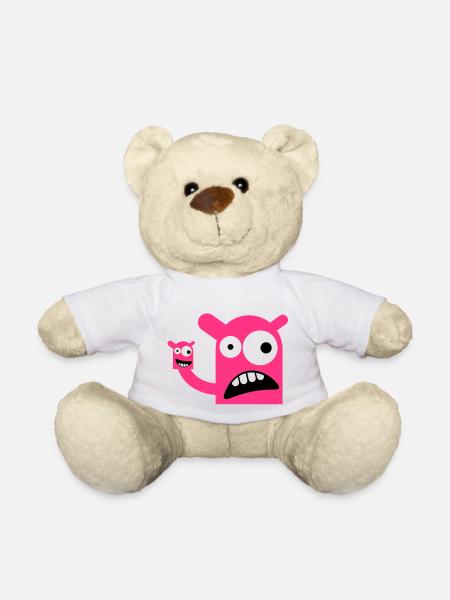 Ein Monster mit einer Monster-Puppe - Teddy - Weiß