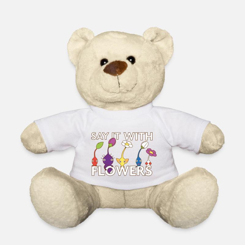 Dis le avec des fleurs - Nounours - blanc